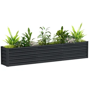8 x 1.3 x 1.5ft Galvanized Raised Garden Bed, Reinforced Outdoor Planter Box with Open Bottom, Dark Grey - Image 11