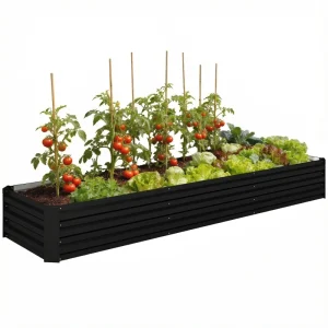 8'x2'x1' Galvanized Raised Bed, Large Elevated Planter Box for Growing Flowers, Herbs and Vegetables, Black - Image 11
