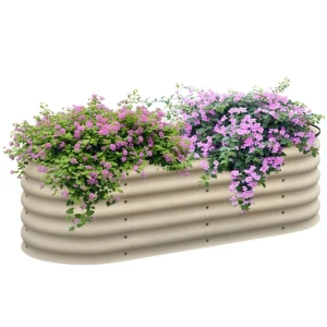 5 x 2 x 1.5 FT Galvanized Steel Raised Garden Bed, Metal Garden Bed Planter Box with Safety Edging, Cream White - Image 11