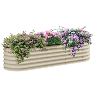 6.5 x 2 x 1.5 FT Galvanized Steel Raised Garden Bed, Metal Garden Bed Planter Box with Safety Edging, Cream White - Image 11