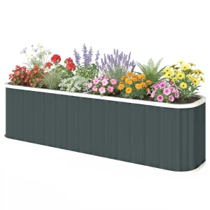 Galvanized Raised Garden Bed, Deep Rot Planter Box, Outdoor Garden Bed with Plant Labels, 7' x 2' x 2', Dark Grey - Image 2