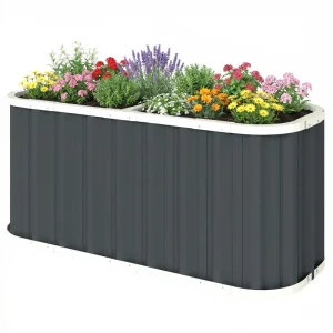 Galvanized Raised Garden Bed, Deep Rot Planter Box, Outdoor Garden Bed with Plant Labels, 5' x 2' x 2', Dark Grey - Image 2