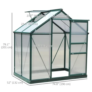 6.2' x 4.3' x 6.6' Clear Polycarbonate Greenhouse with Sliding Door - Image 2