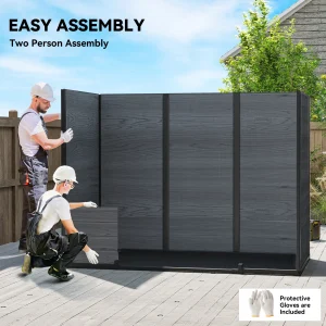 Outsunny 8 x 4 ft Resin Garden Shed, Wood-Effect Outdoor Storage Shed with Floor, Windows, Lockable Doors and Vents, Dark Grey - Image 8