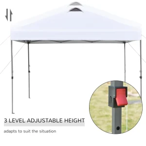 Outsunny 10' x 10' Pop Up Canopy Tent with Airy Top Vents and Wheeled Carry Bag for Outdoor, Garden, Patio, White - Image 5
