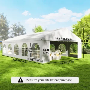 Outsunny 20'x33' Heavy Duty Large Party Tent & Carport with Removable Sidewalls, Portable Garage Canopy Tent, White - Image 3