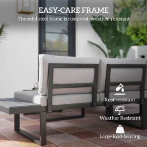 Outsunny 4 Pieces Outdoor Patio Furniture Set, 5-Level Reclining Garden Corner Sofa Set, Outdoor Lounge Conversation Sectional - Image 3