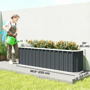 Galvanized Raised Garden Bed, Deep Rot Planter Box, Outdoor Garden Bed with Plant Labels, 7' x 2' x 2', Dark Grey - Image 3