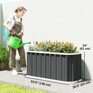 Galvanized Raised Garden Bed, Deep Rot Planter Box, Outdoor Garden Bed with Plant Labels, 5' x 2' x 2', Dark Grey - Image 3