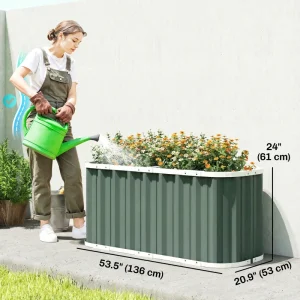 Galvanized Raised Garden Bed, Deep Rot Planter Box, Outdoor Garden Bed with Plant Labels, 5' x 2' x 2', Light Green - Image 3