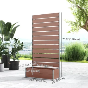 Trellis Planter for Climbing Plants, Raised Garden Bed with Trellis, Planter Box for Outdoor Garden, Light Brown - Image 3