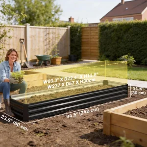 8'x2'x1' Galvanized Raised Bed, Large Elevated Planter Box for Growing Flowers, Herbs and Vegetables, Black - Image 3