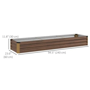 8'x2'x1' Galvanized Raised Bed, Large Elevated Planter Box for Growing Flowers, Herbs and Vegetables, Dark Brown - Image 3