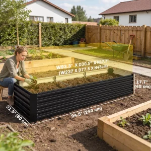 8 x 2.6 x 1.5ft Galvanized Raised Garden Bed, Reinforced Outdoor Planter Box with Open Bottom, Black - Image 3