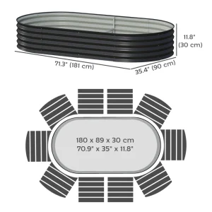 6' x 3' x 1' Large Outdoor Planter Box, Galvanized Raised Garden Bed with Metal Plant Stake, Black - Image 3