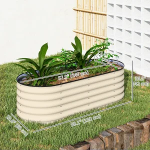 5 x 2 x 1.5 FT Galvanized Steel Raised Garden Bed, Metal Garden Bed Planter Box with Safety Edging, Cream White - Image 3