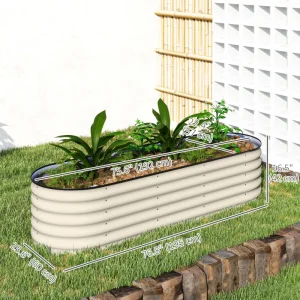 6.5 x 2 x 1.5 FT Galvanized Steel Raised Garden Bed, Metal Garden Bed Planter Box with Safety Edging, Cream White - Image 3