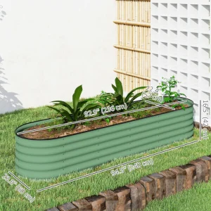 8 x 2 x 1.5 FT Galvanized Steel Raised Garden Bed, Metal Garden Bed Planter Box with Safety Edging, Green - Image 3