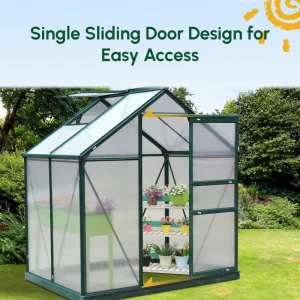 6.2' x 4.3' x 6.6' Clear Polycarbonate Greenhouse with Sliding Door - Image 3