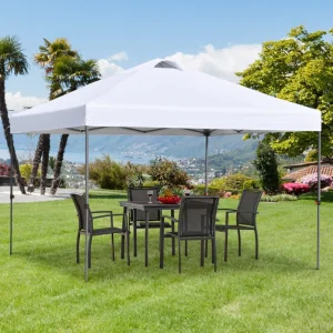 Outsunny 10' x 10' Pop Up Canopy Tent with Airy Top Vents and Wheeled Carry Bag for Outdoor, Garden, Patio, White - Image 4
