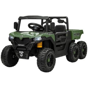 Qaba 24V 4WD Kids Ride On Truck with 6 Wheels Electric Ride On Car with Remote, Dump Bed for 3-8 Years, Green - Image 2