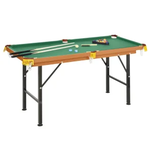 Soozier 55" Mini Pool Table Portable Billiard Table Includes Cues, Ball, Chalk, Rack, Green - Image 3