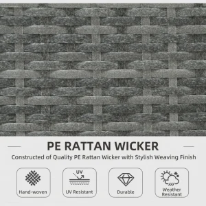 Outsunny 3 Pieces Rattan Wicker Outdoor Conversation Furniture Set with Loveseats Coffee Table Cushions for Garden, Patio, Beige - Image 9