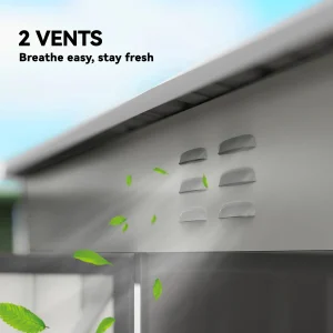 Outsunny 9' x 4' Galvanized Steel Garden Storage Shed with Lockable Doors, Gloves and 2 Air Vents for Backyard, Patio, Lawn - Image 8