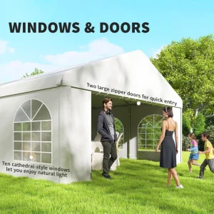 Outsunny 16'x32' Heavy Duty Large Party Tent & Carport with Removable Sidewalls, Portable Garage Canopy Tent, White - Image 4