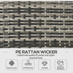 6 Piece Patio Furniture Set with Patio Chairs, Ottomans, Sofa, Glass Top Table and Cushions, Wicker Rattan Outdoor Furniture Set for Backyard, Porch, Grey - Image 4