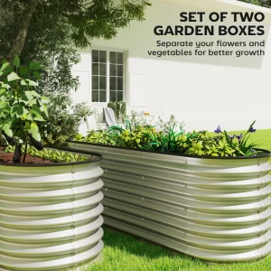 2Pc Galvanized Raised Garden Bed, 6 x 2 x 2 ft Modular Metal Garden Beds with Rubber Strip Edging, Silver - Image 4