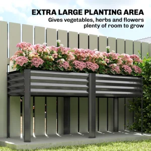 Galvanized Raised Garden Bed with Legs, 71" x 22" x 31.5" Raised Planter Box with Reinforced Bars and Non-Woven Fabric - Image 4