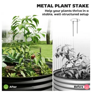 5' x 3' x 1' Large Outdoor Planter Box, Galvanized Raised Garden Bed with Metal Plant Stake, Black - Image 4