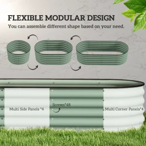 5 x 2 x 1.5 FT Galvanized Steel Raised Garden Bed, Metal Garden Bed Planter Box with Safety Edging, Green - Image 4