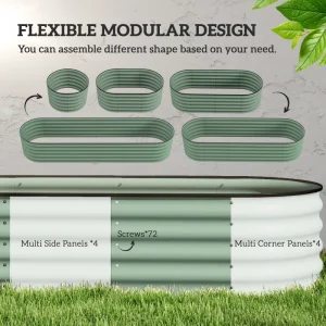 8 x 2 x 1.5 FT Galvanized Steel Raised Garden Bed, Metal Garden Bed Planter Box with Safety Edging, Green - Image 4