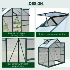 6.2' x 4.3' x 6.6' Clear Polycarbonate Greenhouse with Sliding Door - Image 4