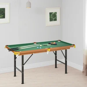 Soozier 55" Mini Pool Table Portable Billiard Table Includes Cues, Ball, Chalk, Rack, Green - Image 1