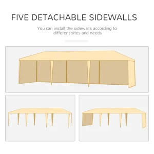 Outsunny 10' x 29' Party Tent, Canopy Tent with Sidewalls and Large Transparent Windows for Garden, Backyard, Outdoor, White - Image 5