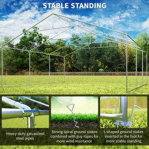 Outsunny 20' x 20' Heavy-duty Large Wedding Tent, Outdoor Carport Garage Party Tent, Patio Gazebo Canopy with Sidewall, White - Image 5