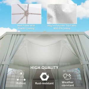 Outsunny 16' x 22' Wedding Event Party Tent High Peak Octagonal Outdoor Gazebo Canopy with Removable Walls, for Weddings, Parties, White - Image 4