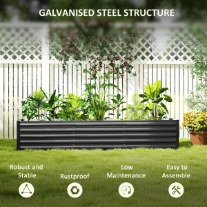 8 x 1.3 x 1.5ft Galvanized Raised Garden Bed, Reinforced Outdoor Planter Box with Open Bottom, Dark Grey - Image 5