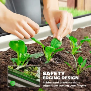 6' x 3' x 1' Large Outdoor Planter Box, Galvanized Raised Garden Bed with Metal Plant Stake, Black - Image 5