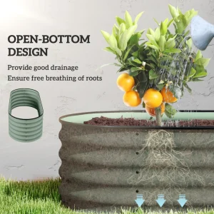 5 x 2 x 1.5 FT Galvanized Steel Raised Garden Bed, Metal Garden Bed Planter Box with Safety Edging, Green - Image 5