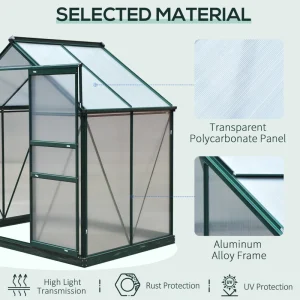 6.2' x 4.3' x 6.6' Clear Polycarbonate Greenhouse with Sliding Door - Image 5