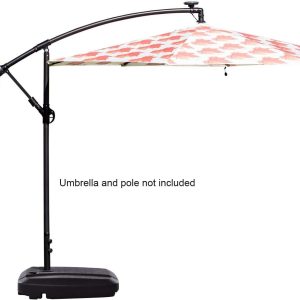 Water & Sand Filled Heavy Duty Base with Cross Base & Wheels, Wheeled Umbrella Stand for Patio Cantilever Offset Umbrella, Black - Image 5