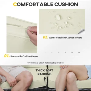 Outsunny 7 Pieces Patio Sofa Outdoor Wicker Sectional Patio Furniture, Dark Brown & Beige - Image 7