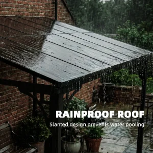 Outsunny 11' x 10' Outdoor Pergola, Wall Mounted Hardtop Lean-to Gazebo with Polycarbonate Roof and Metal-Aluminium Frame - Image 7