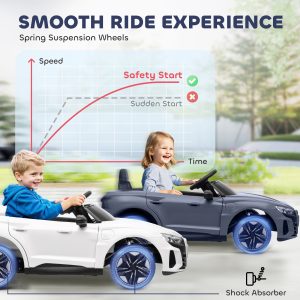Aosom Ride-On Toy On Car with Remote Control, 12V 3.1 MPH Electric Ride for Kids w/ Suspension System, Horn Honking, Grey - Image 7