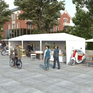 Outsunny 10' x 29' Party Tent, Canopy Tent with Sidewalls and Large Transparent Windows for Garden, Backyard, Outdoor, White - Image 6