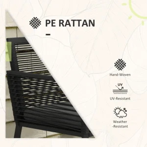 3 Piece Patio Furniture Outdoor PE Rattan Bistro Set w/ Seats, Cushions, and Tempered Glass Table - Image 6